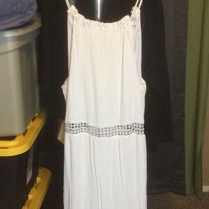 White Sleeveless Dress with Lace Detail just fab. Small